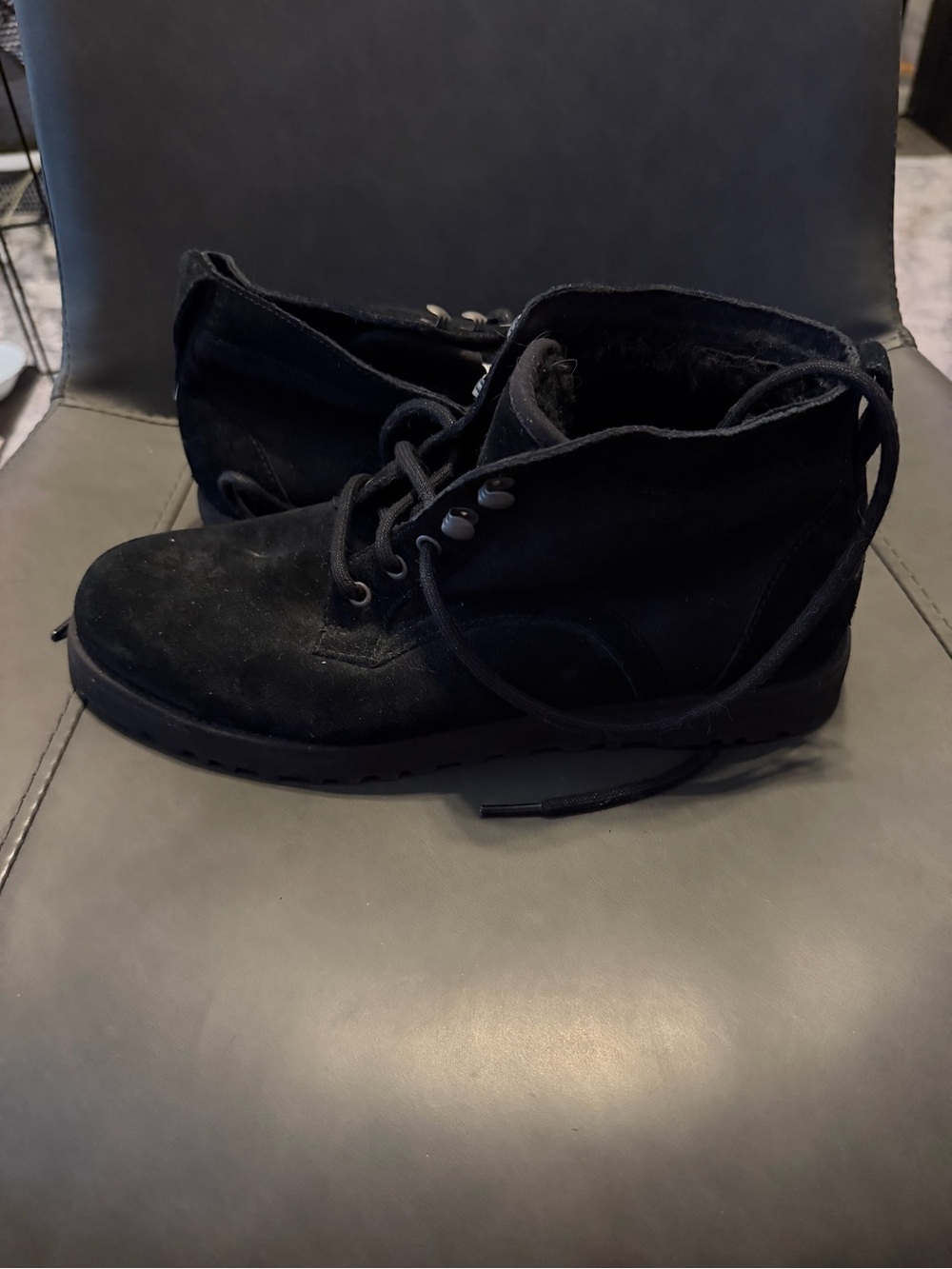 UGG Women’s Black Suede Lace-Up Ankle Boots